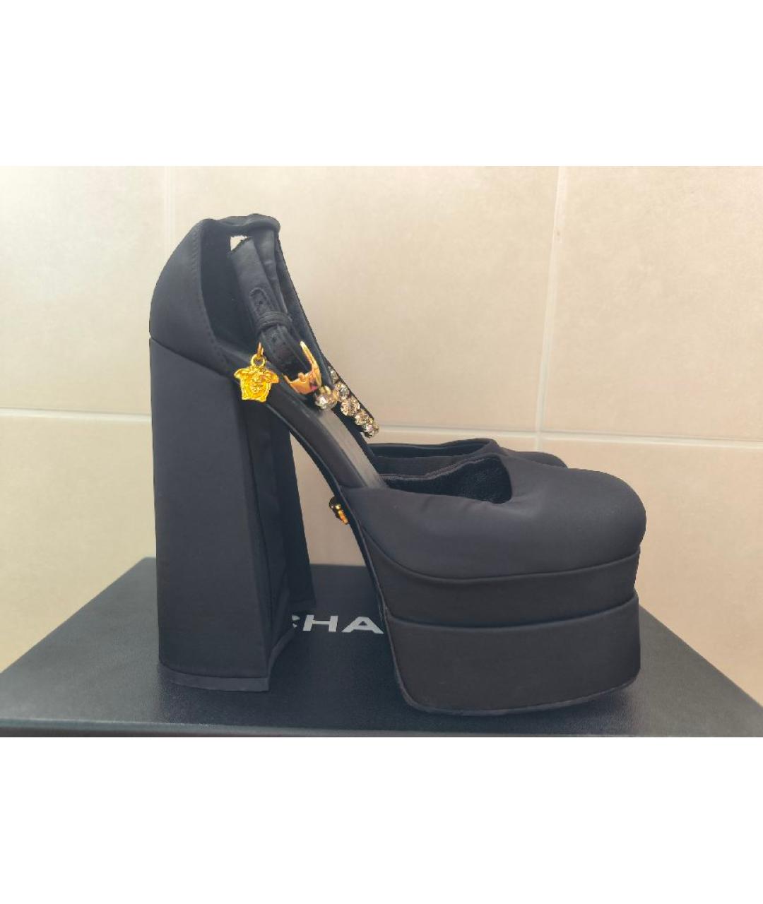 VERSACE Черные текстильные туфли, фото 10