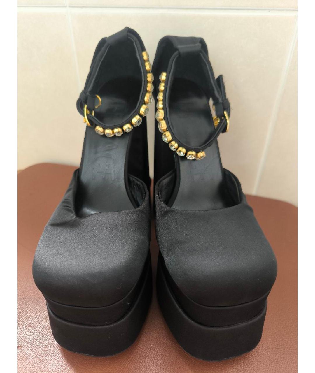 VERSACE Черные текстильные туфли, фото 2