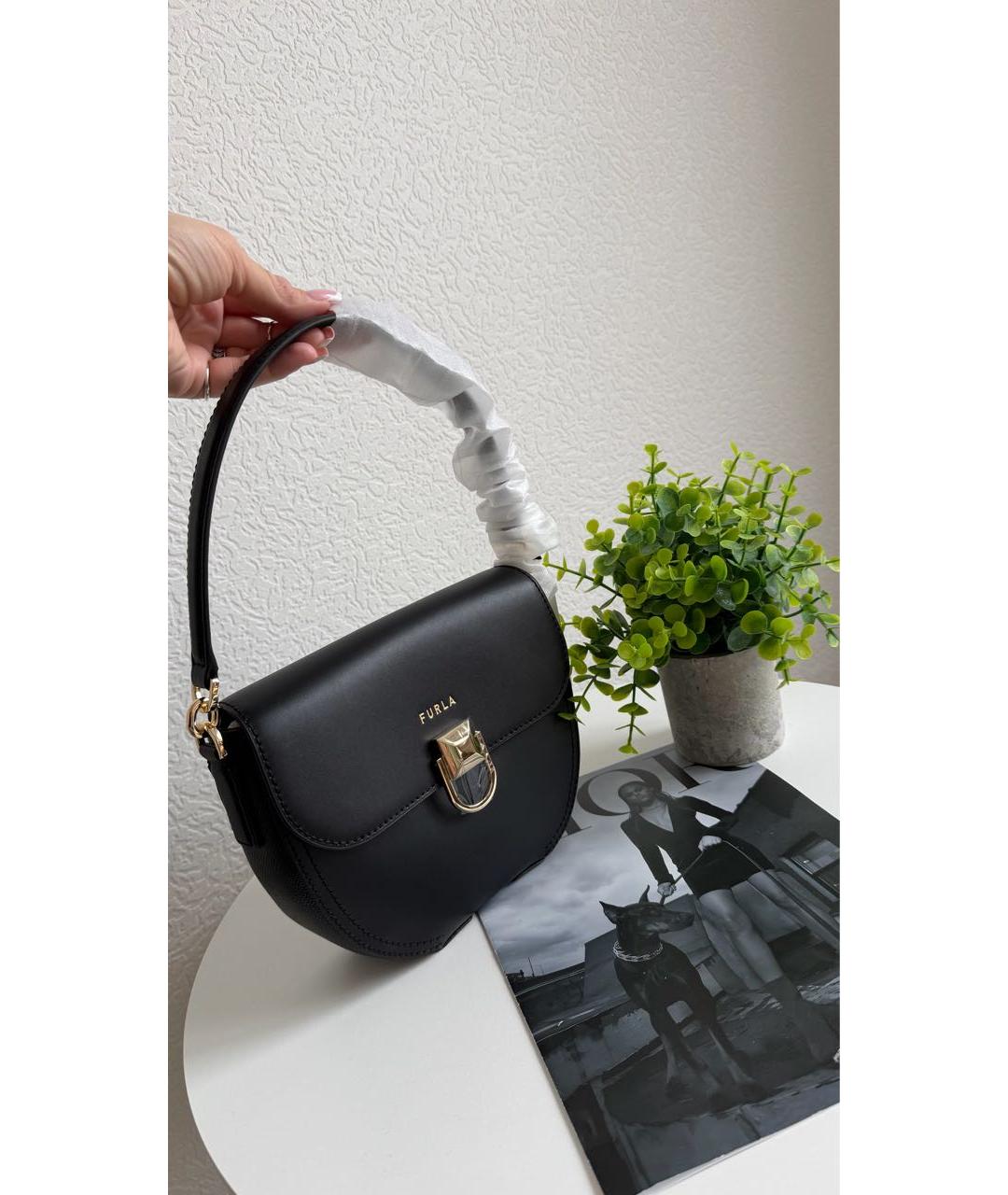 FURLA Черная кожаная сумка через плечо, фото 5