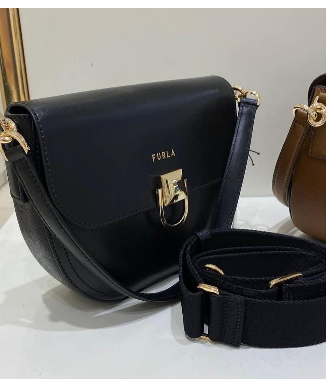 FURLA Черная кожаная сумка через плечо, фото 2