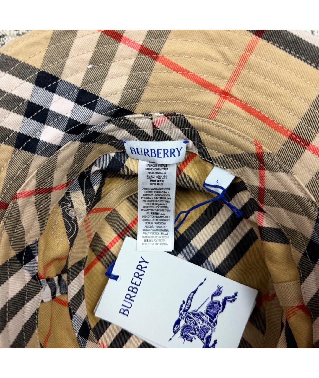 BURBERRY Бежевая хлопковая шляпа, фото 5