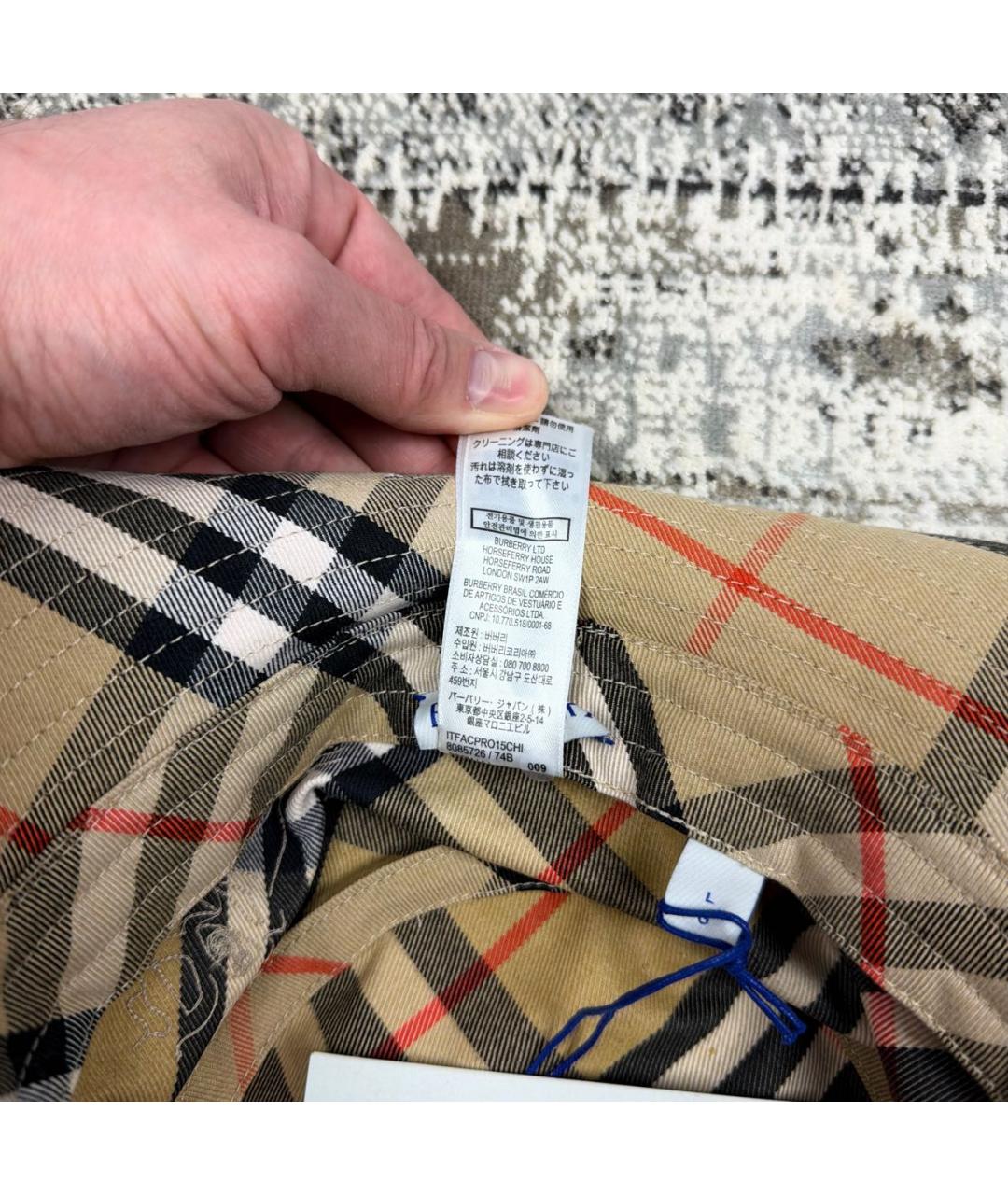 BURBERRY Бежевая хлопковая шляпа, фото 6