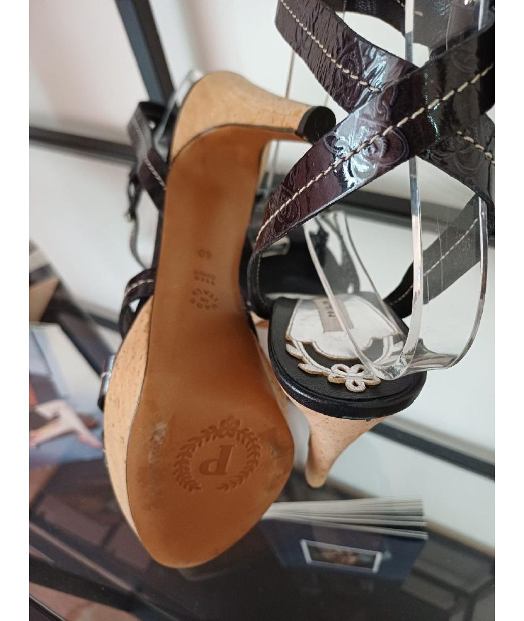 POLLINI Черные кожаные босоножки, фото 9