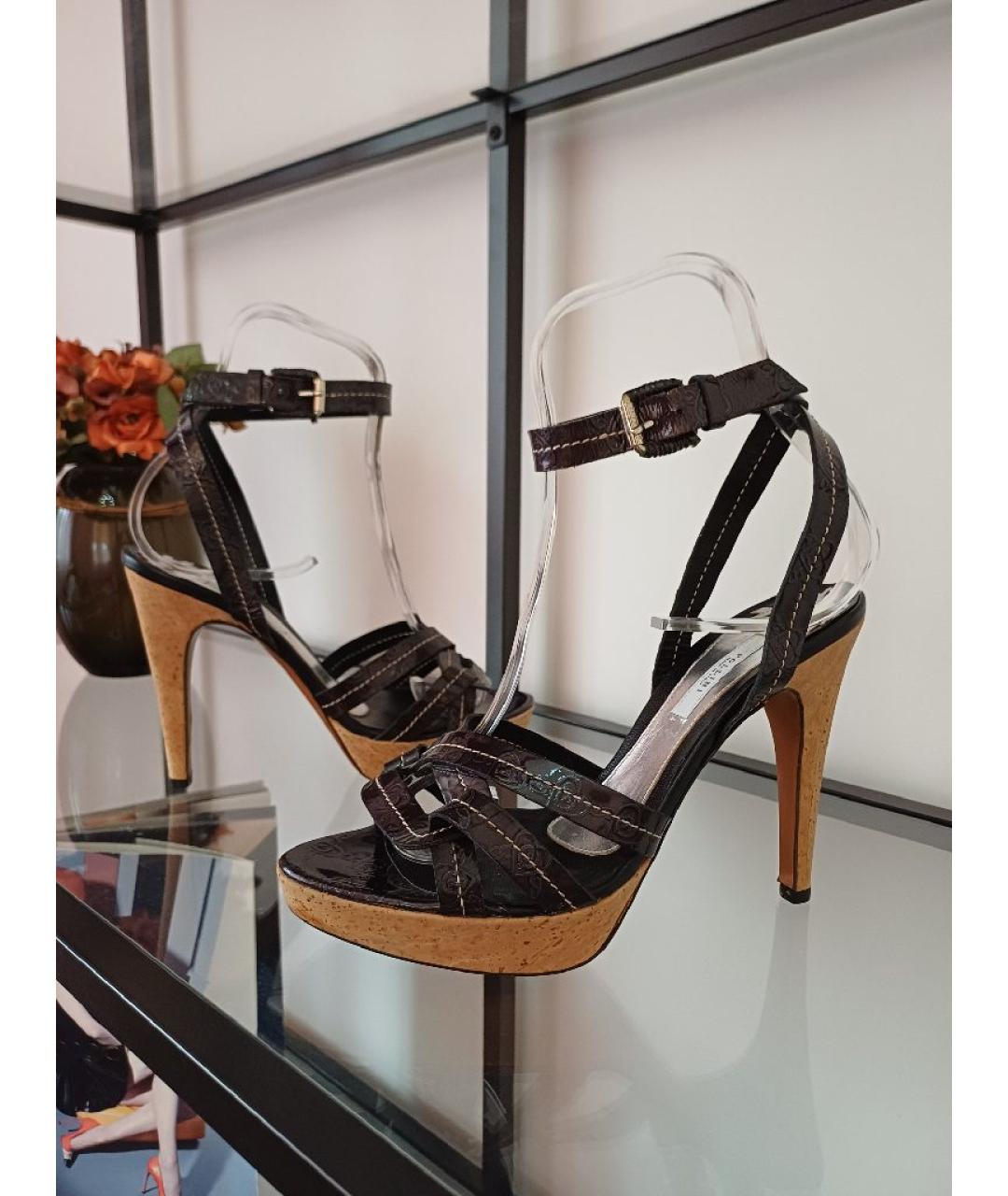 POLLINI Черные кожаные босоножки, фото 7