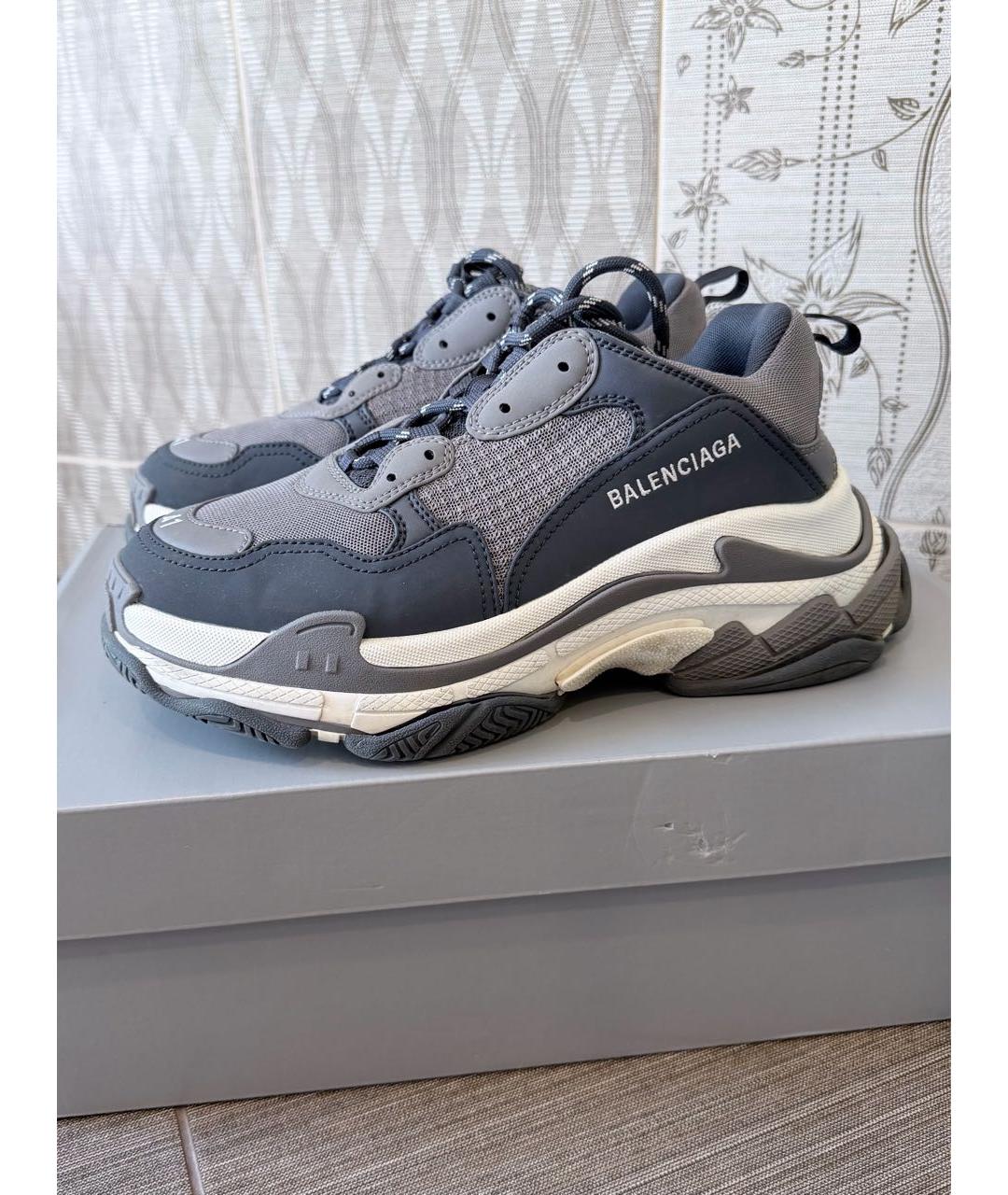 BALENCIAGA Серые текстильные низкие кроссовки / кеды, фото 9