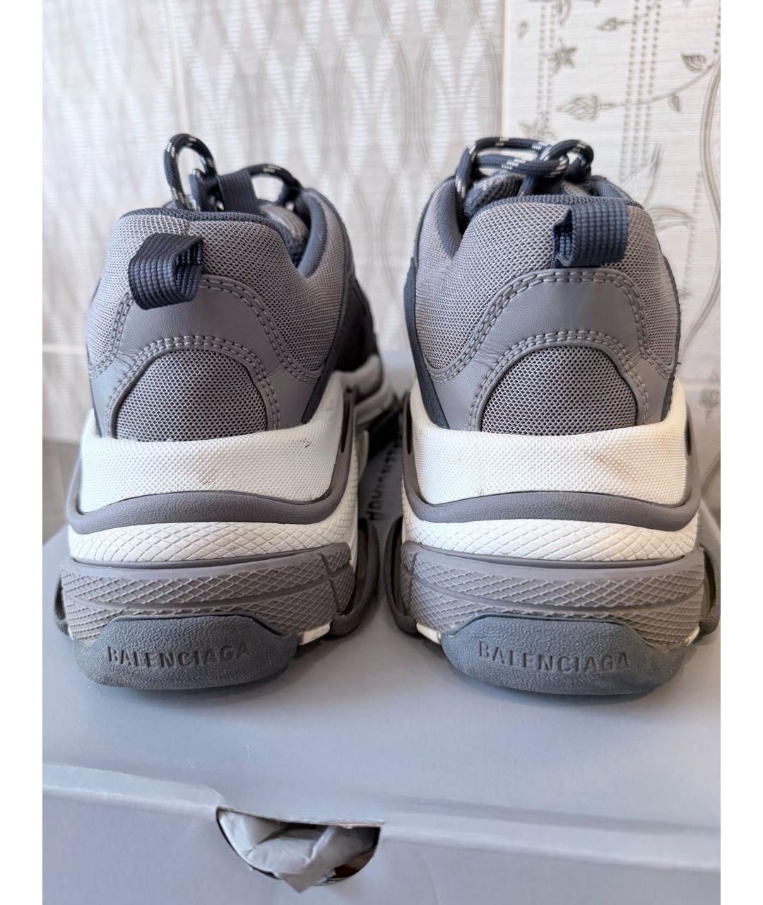 BALENCIAGA Серые текстильные низкие кроссовки / кеды, фото 4