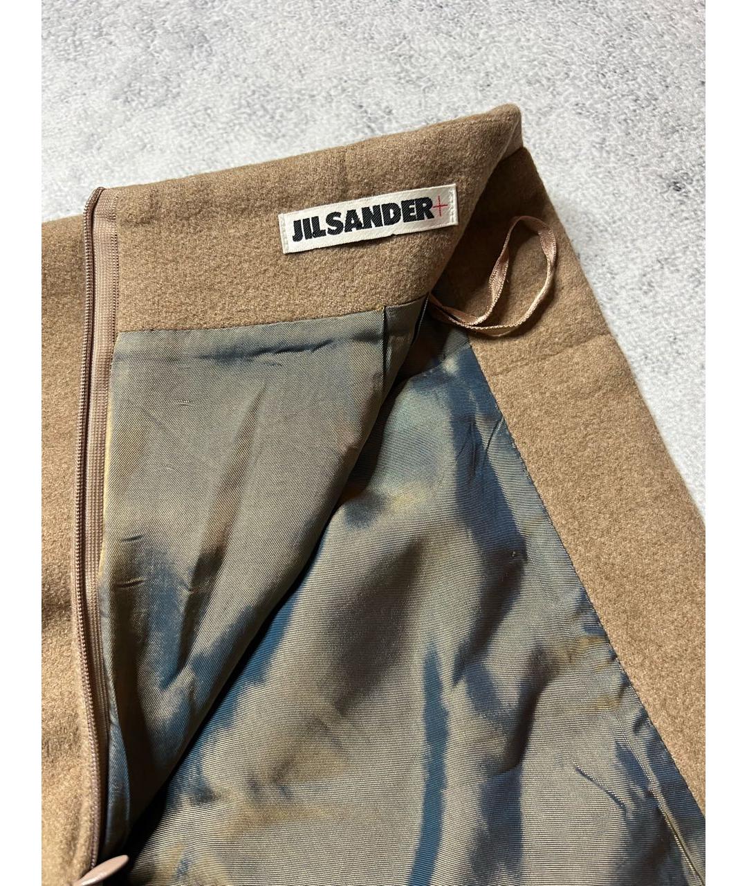 JIL SANDER Коричневая кашемировая юбка миди, фото 4