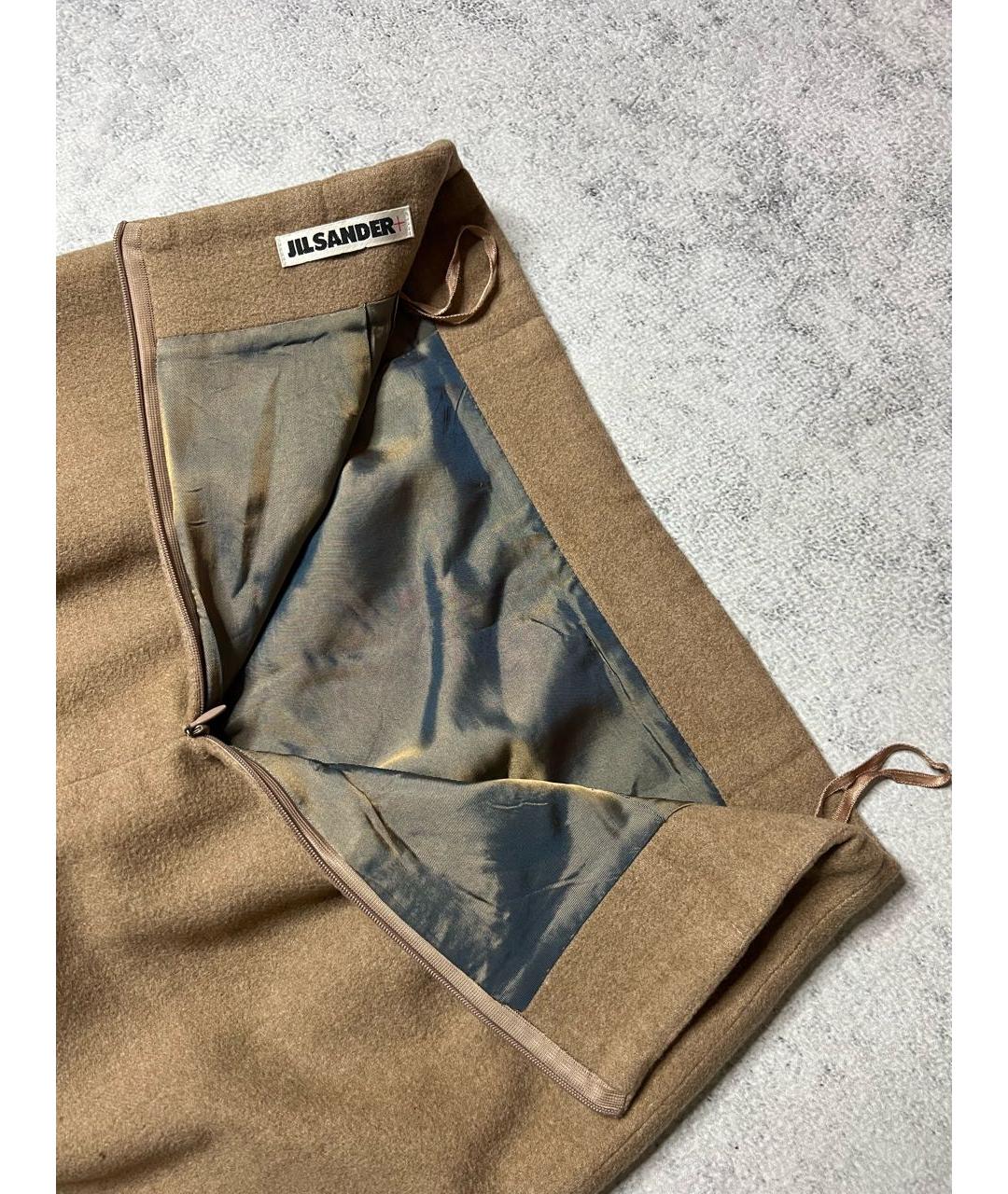JIL SANDER Коричневая кашемировая юбка миди, фото 3