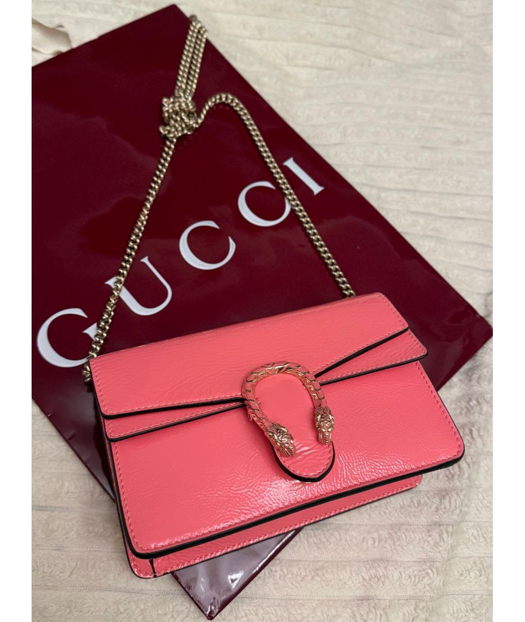GUCCI Розовая сумка через плечо из лакированной кожи, фото 2