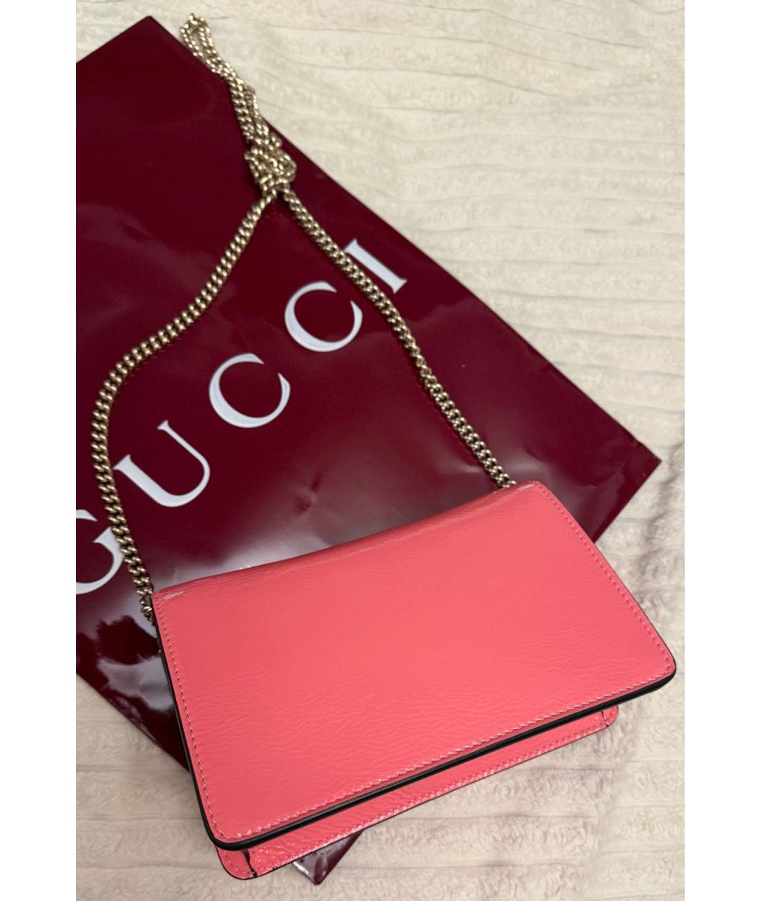 GUCCI Розовая сумка через плечо из лакированной кожи, фото 6