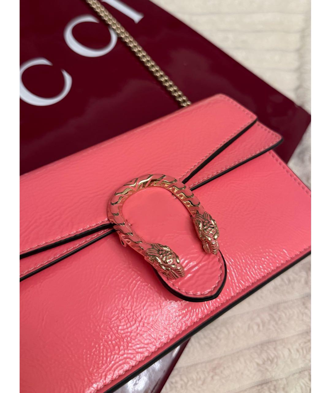 GUCCI Розовая сумка через плечо из лакированной кожи, фото 3