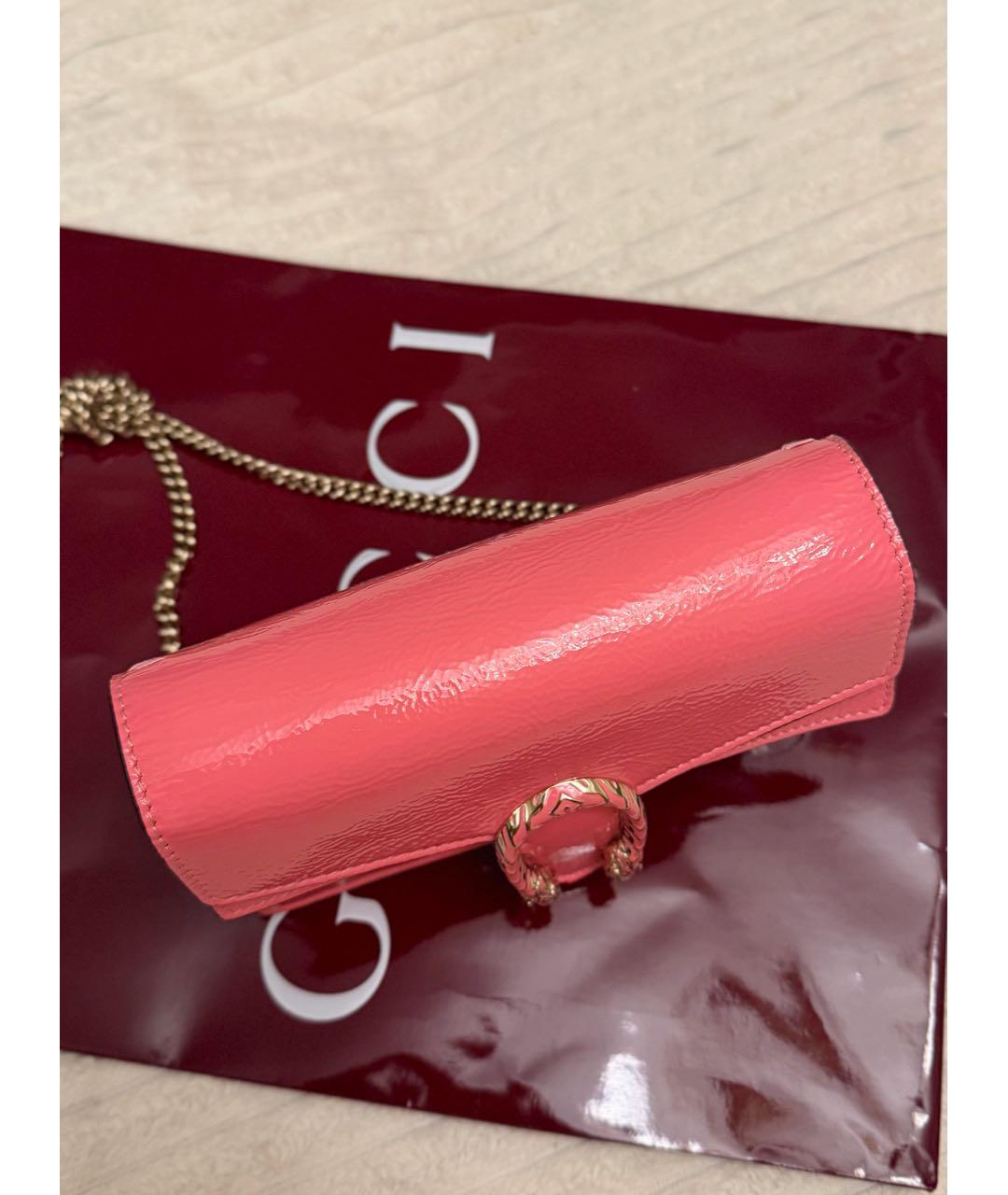 GUCCI Розовая сумка через плечо из лакированной кожи, фото 7