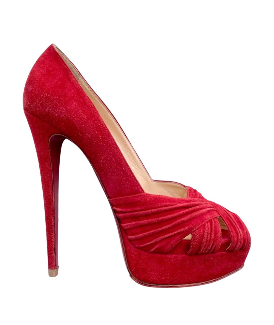 CHRISTIAN LOUBOUTIN Красные замшевые туфли, фото 1