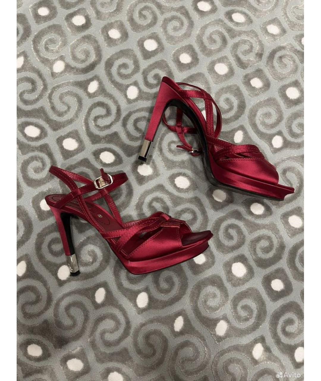 CELINE Бордовые босоножки, фото 4