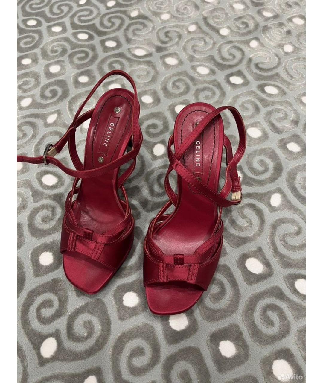CELINE Бордовые босоножки, фото 2