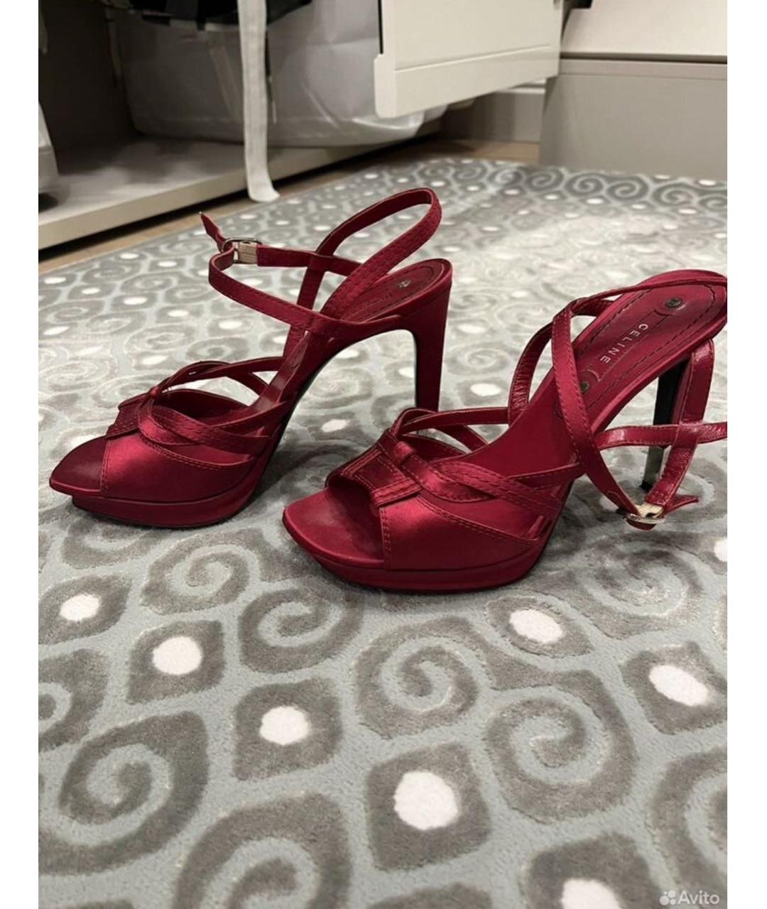 CELINE Бордовые босоножки, фото 3