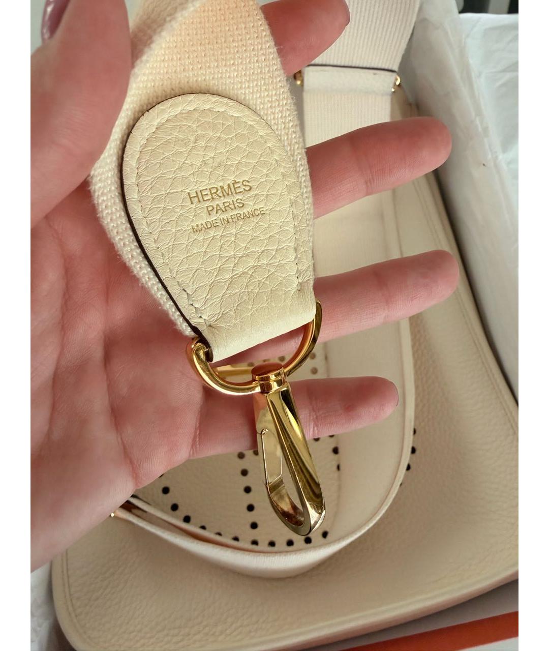 HERMES Бежевая кожаная сумка через плечо, фото 6