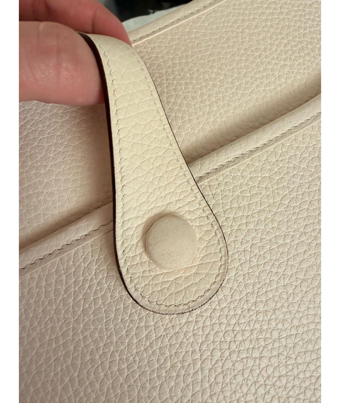 HERMES Бежевая кожаная сумка через плечо, фото 4