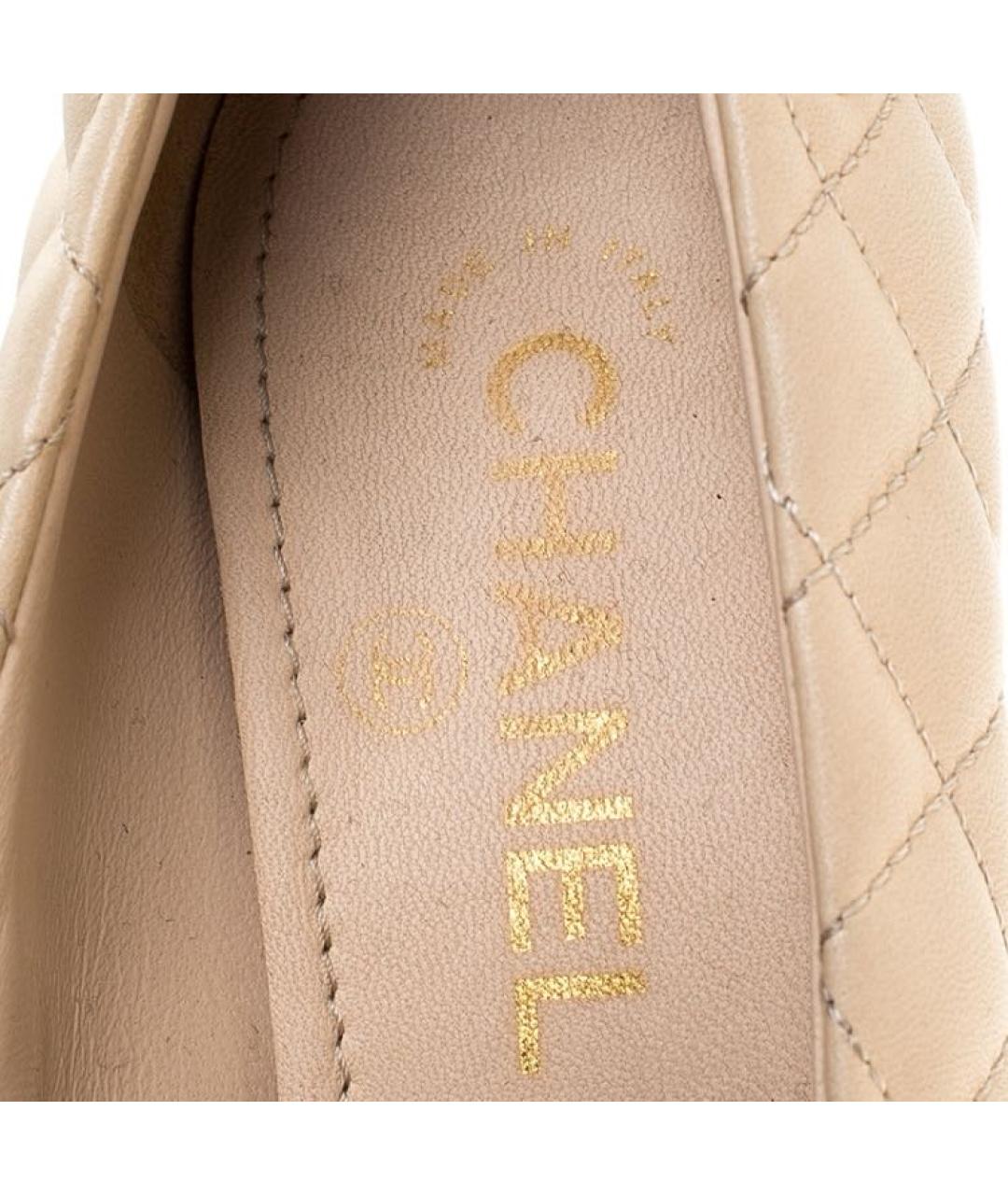 CHANEL Бежевые кожаные туфли, фото 5