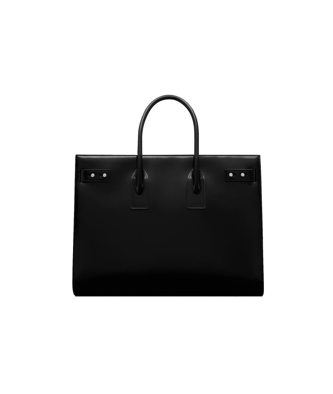 SAINT LAURENT Черная кожаная сумка тоут, фото 3
