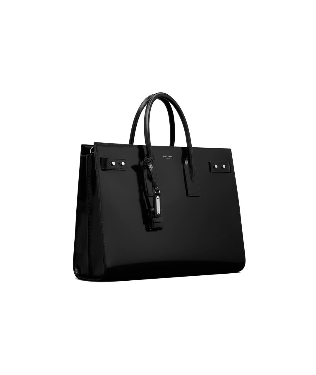 SAINT LAURENT Черная кожаная сумка тоут, фото 2