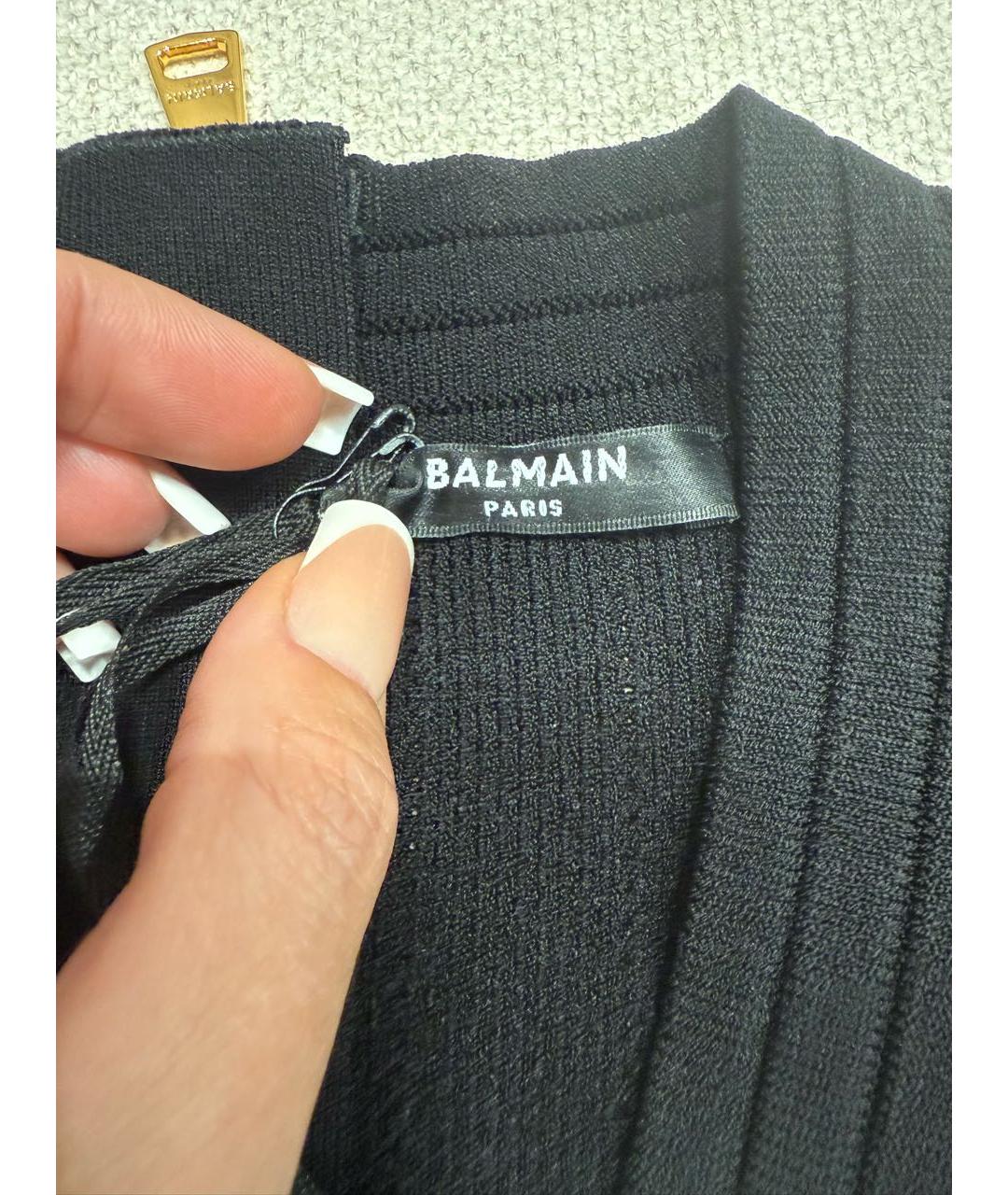 BALMAIN Черное вискозное коктейльное платье, фото 3