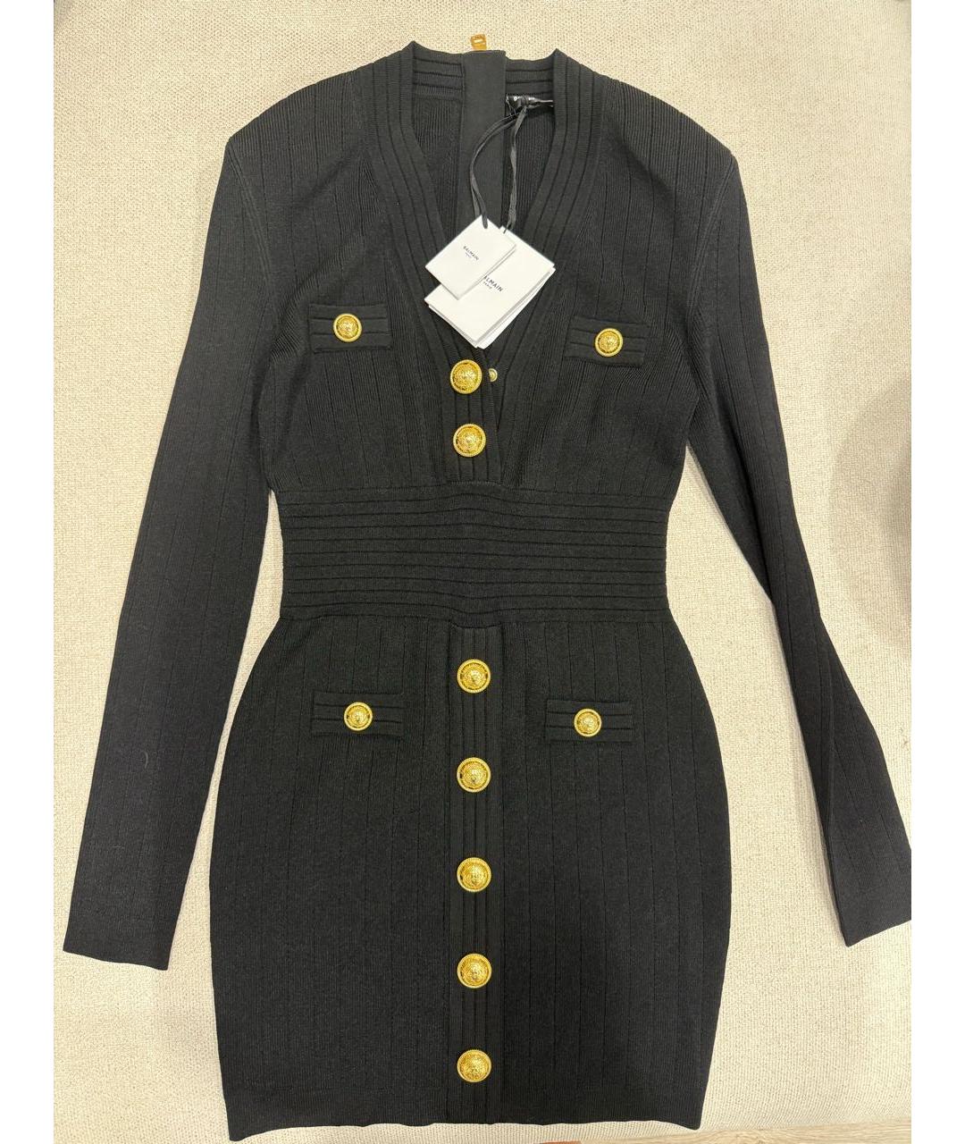 BALMAIN Черное вискозное коктейльное платье, фото 8