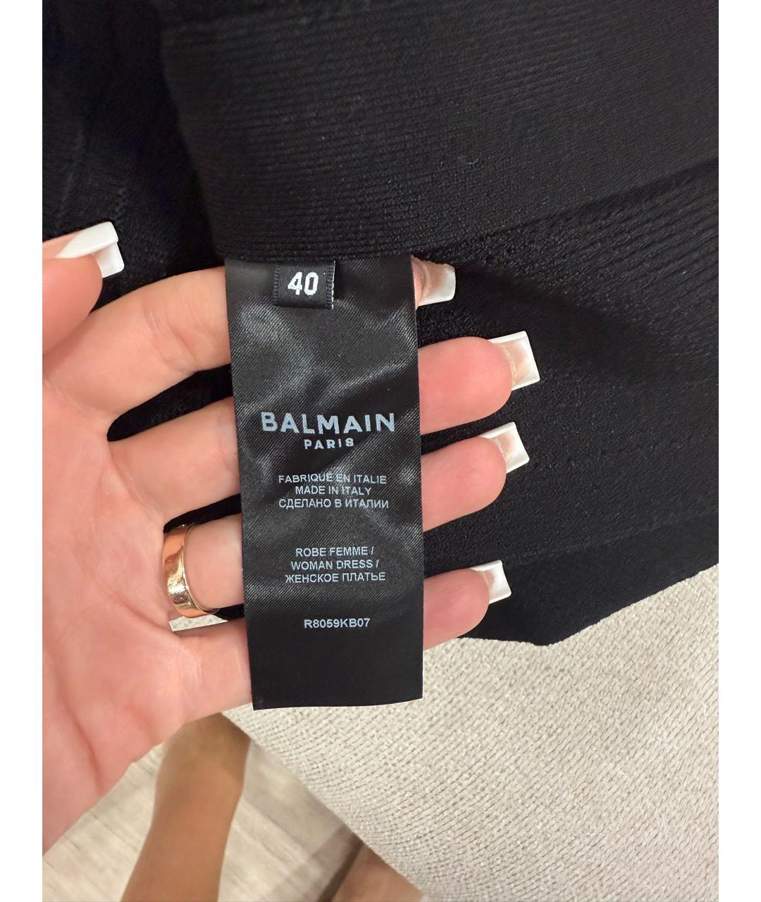 BALMAIN Черное вискозное коктейльное платье, фото 5