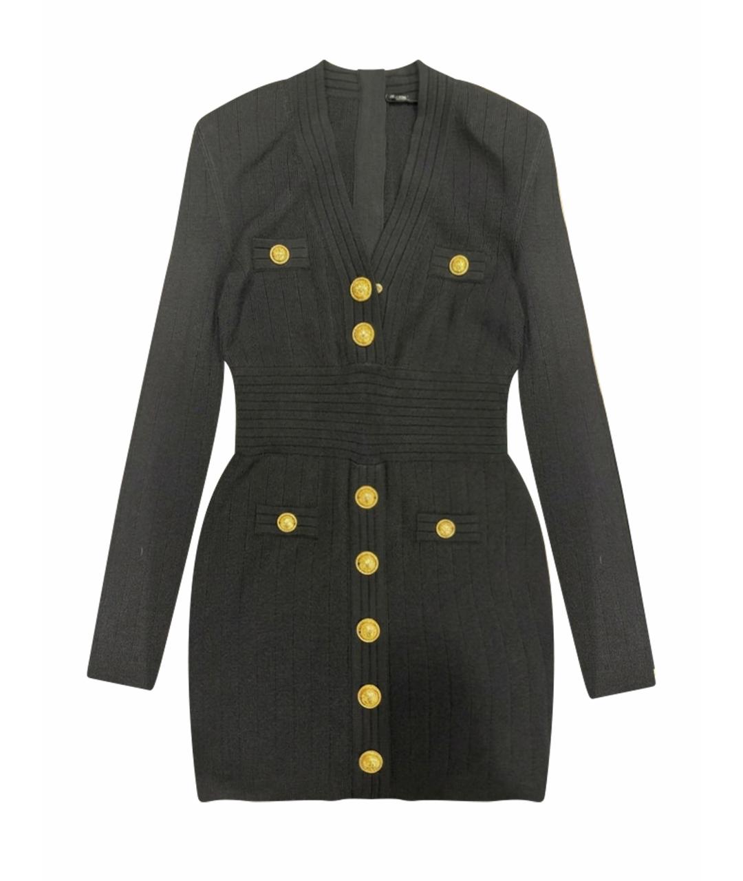 BALMAIN Черное вискозное коктейльное платье, фото 1