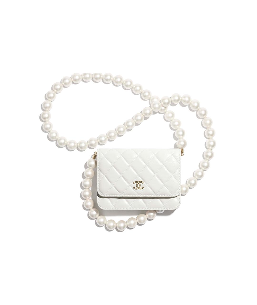 CHANEL Белый кожаный кошелек, фото 6