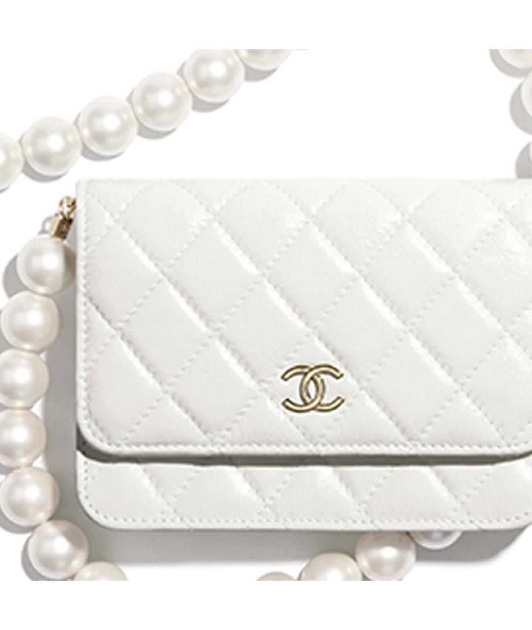 CHANEL Белый кожаный кошелек, фото 5