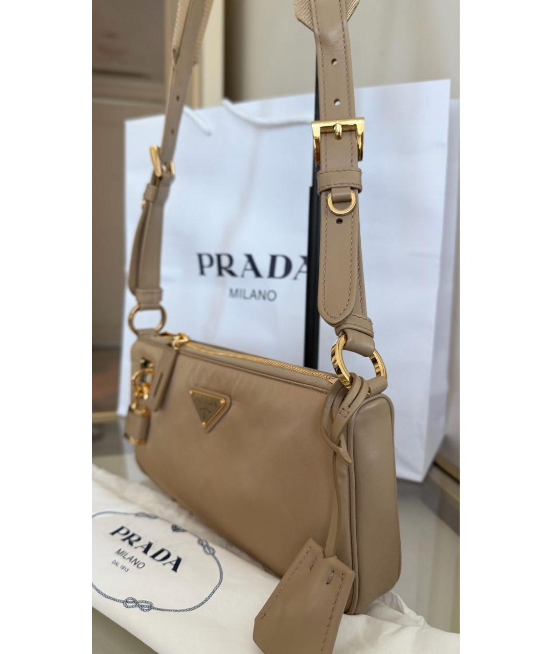 PRADA Бежевая тканевая сумка через плечо, фото 6