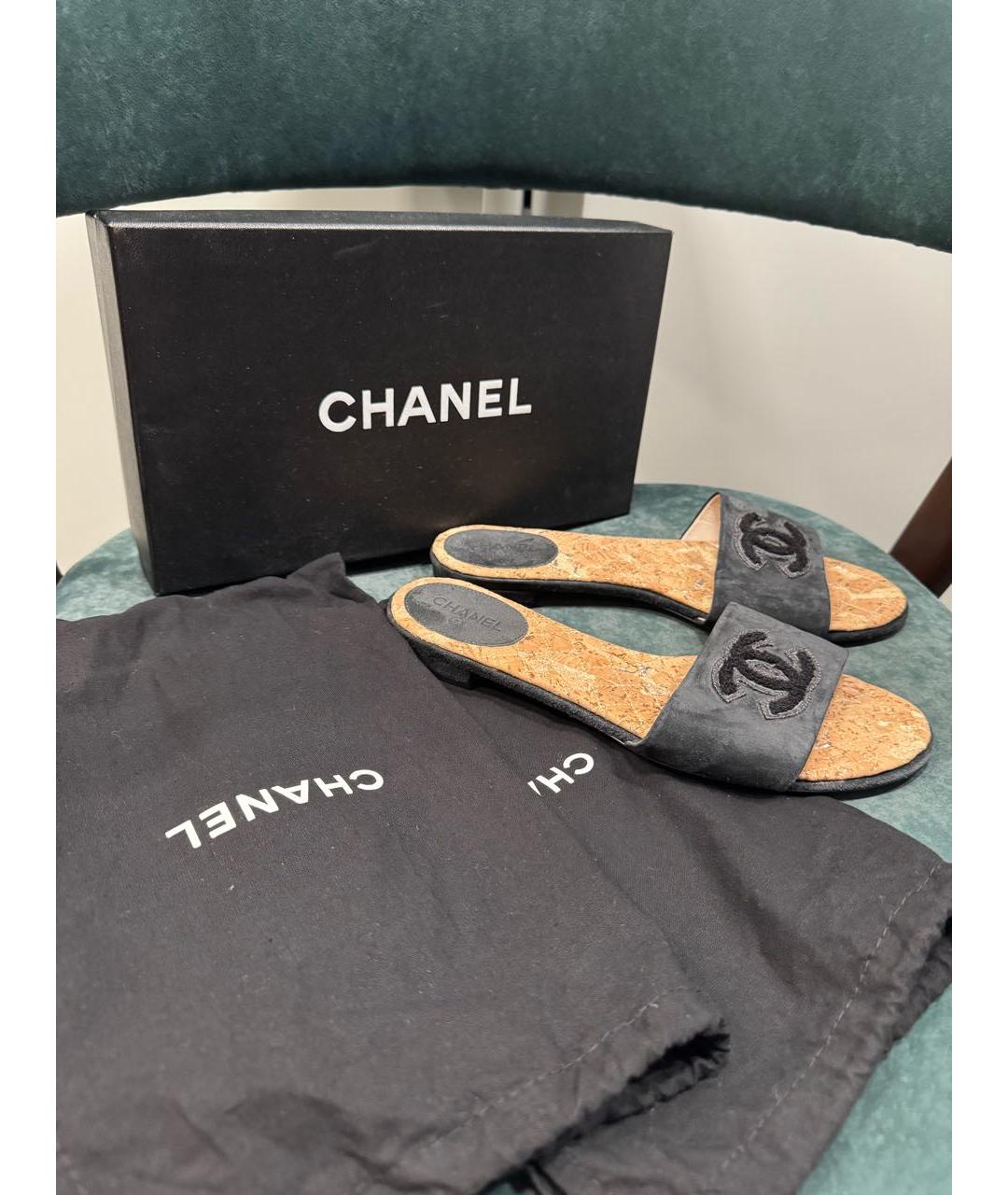 CHANEL Синие замшевые мюли, фото 5