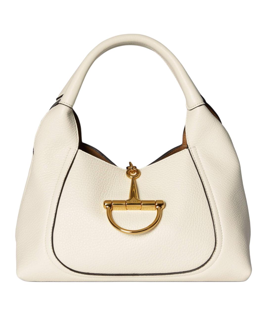 GUCCI Белая кожаная сумка с короткими ручками, фото 1