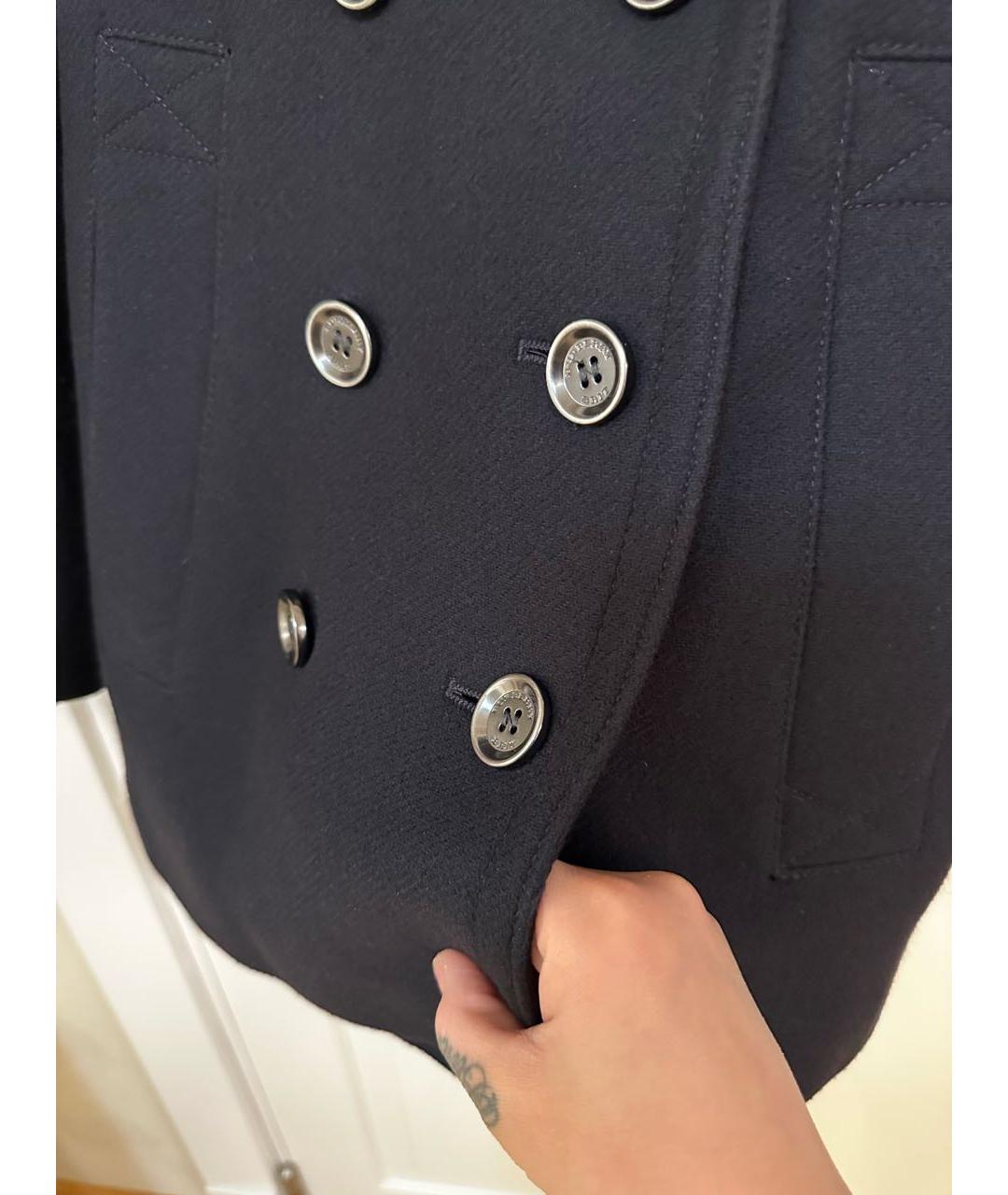 BURBERRY Черное вискозное пальто, фото 4