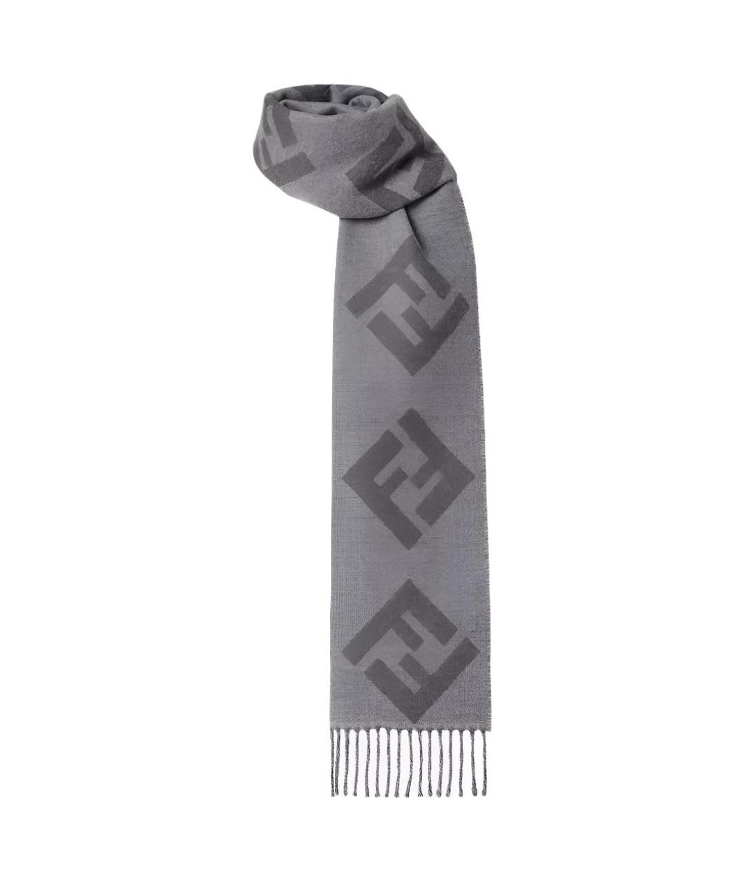 FENDI Серый шарф, фото 2