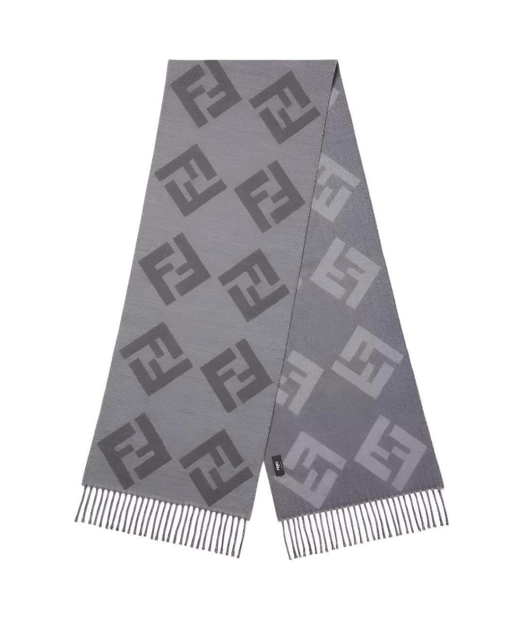 FENDI Серый шарф, фото 1
