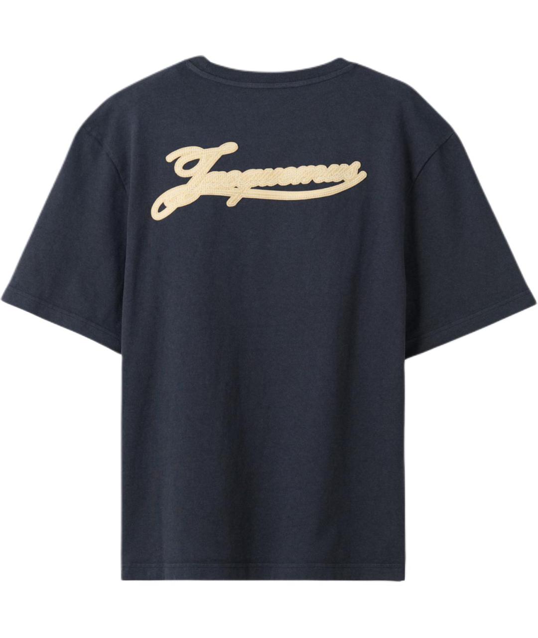 JACQUEMUS Темно-синяя хлопковая футболка, фото 2