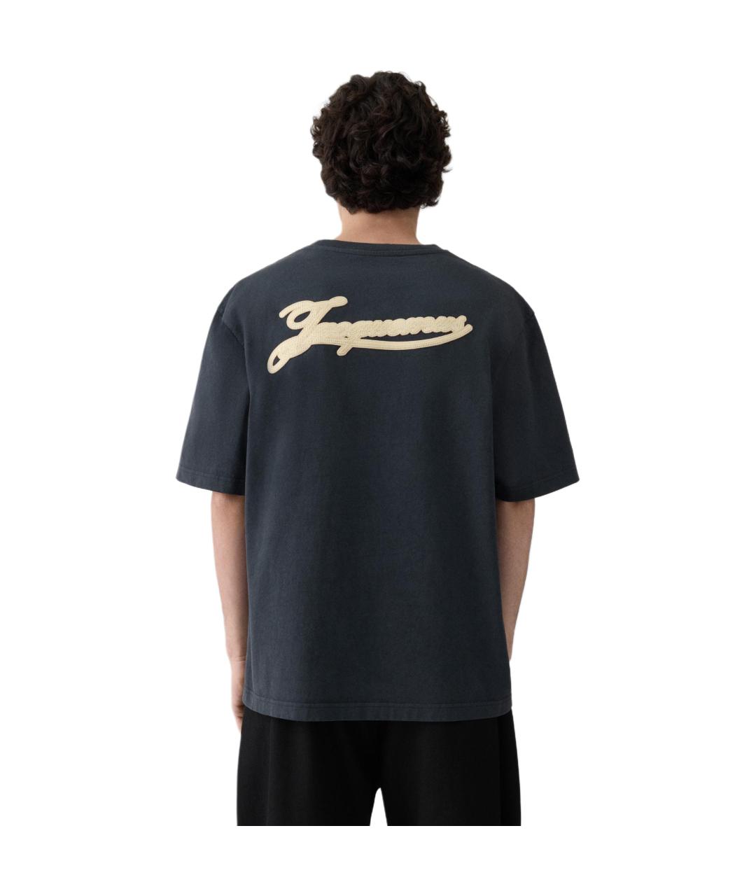 JACQUEMUS Темно-синяя хлопковая футболка, фото 4
