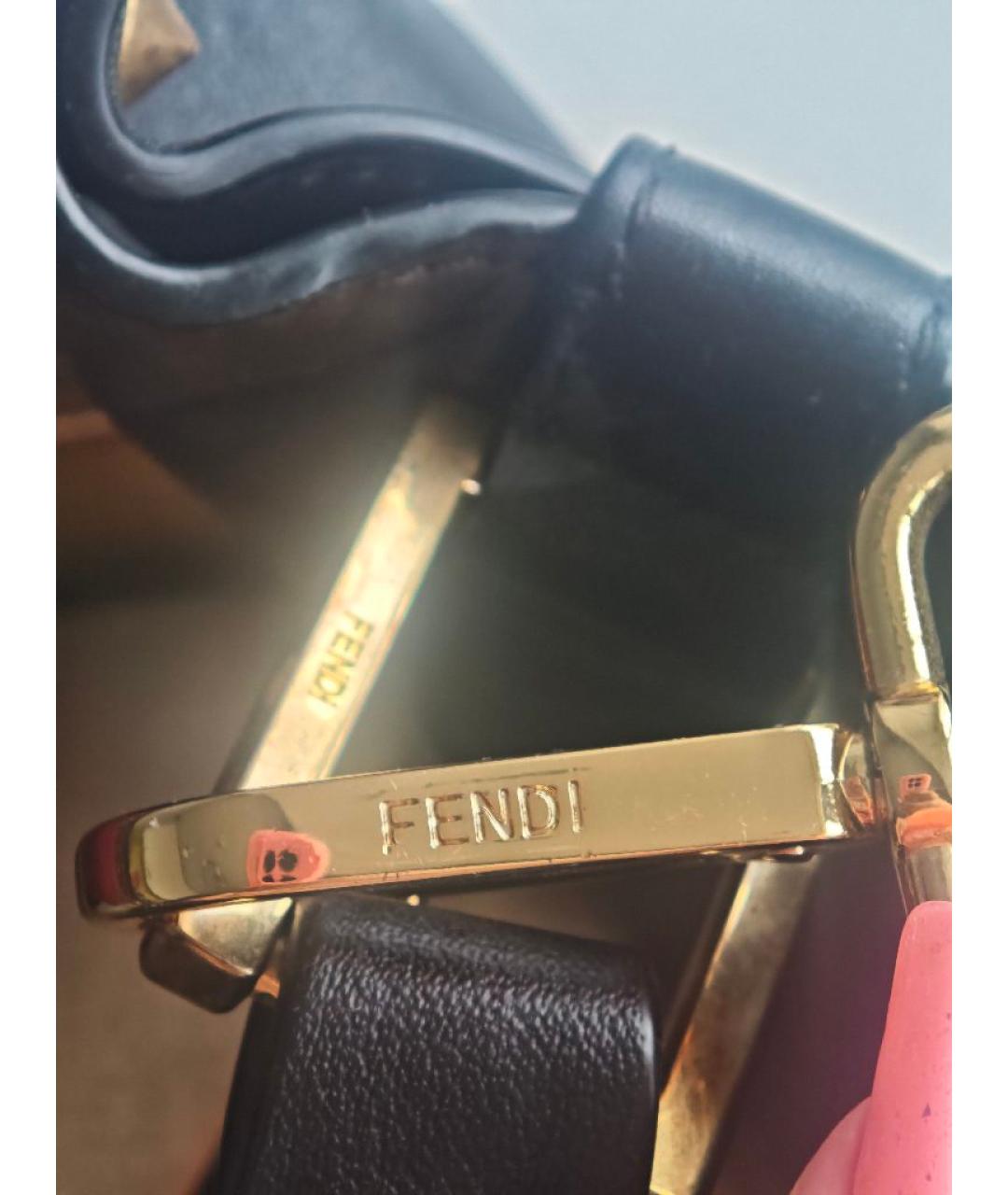 FENDI Черная кожаная сумка с короткими ручками, фото 4