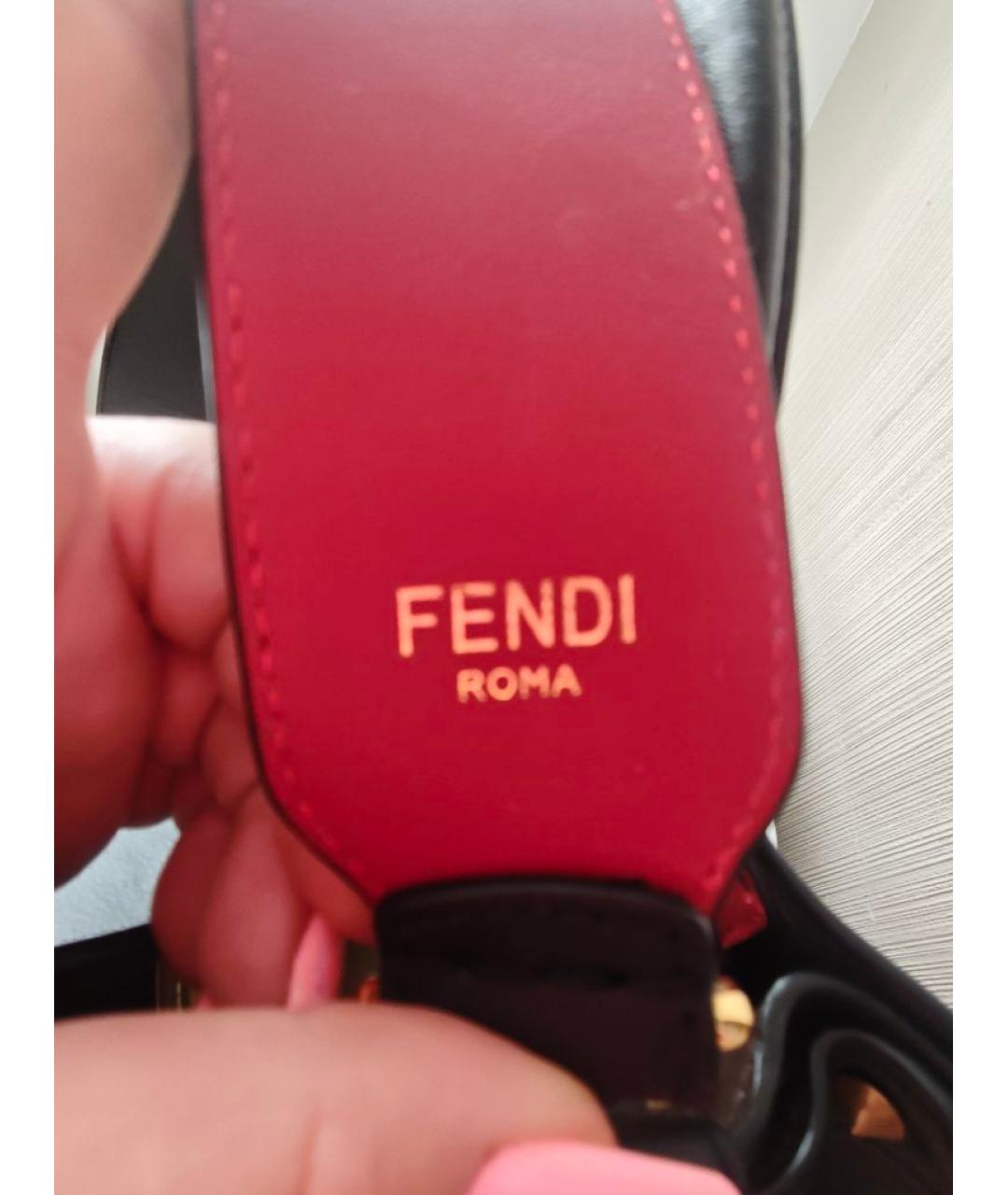 FENDI Черная кожаная сумка с короткими ручками, фото 2