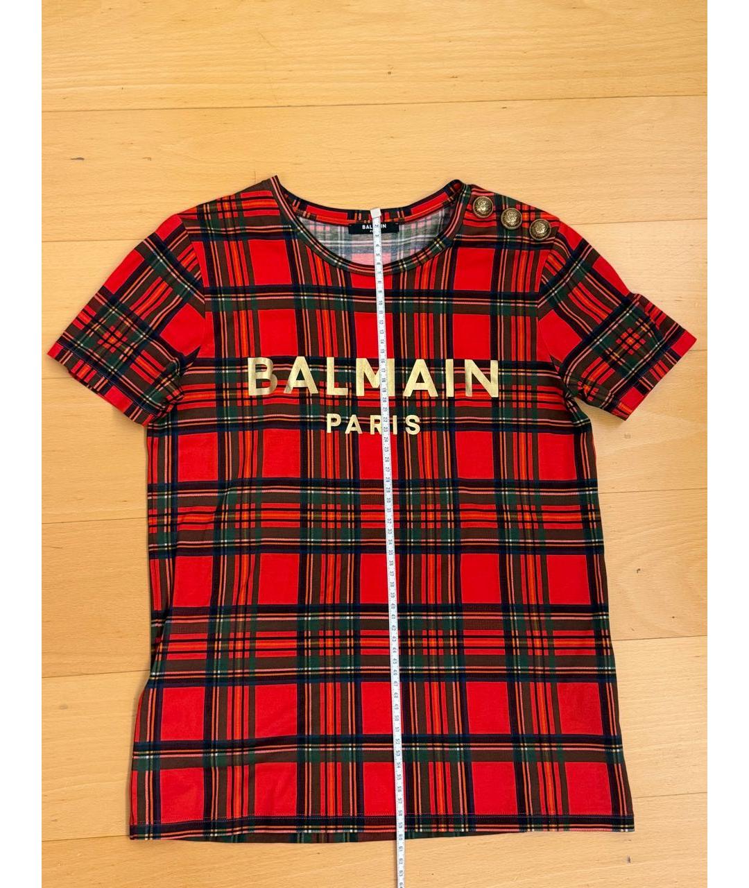 BALMAIN Красная хлопковая футболка, фото 6