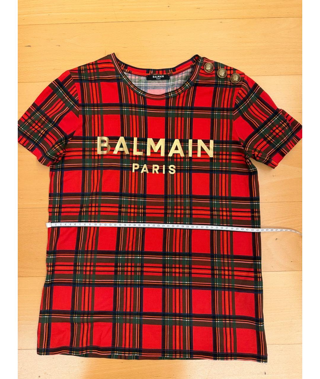 BALMAIN Красная хлопковая футболка, фото 5