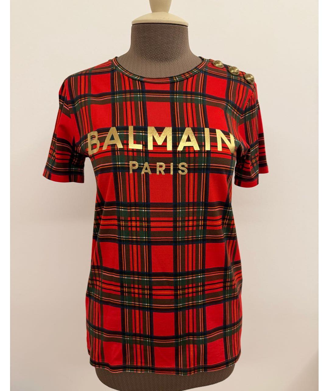 BALMAIN Красная хлопковая футболка, фото 9