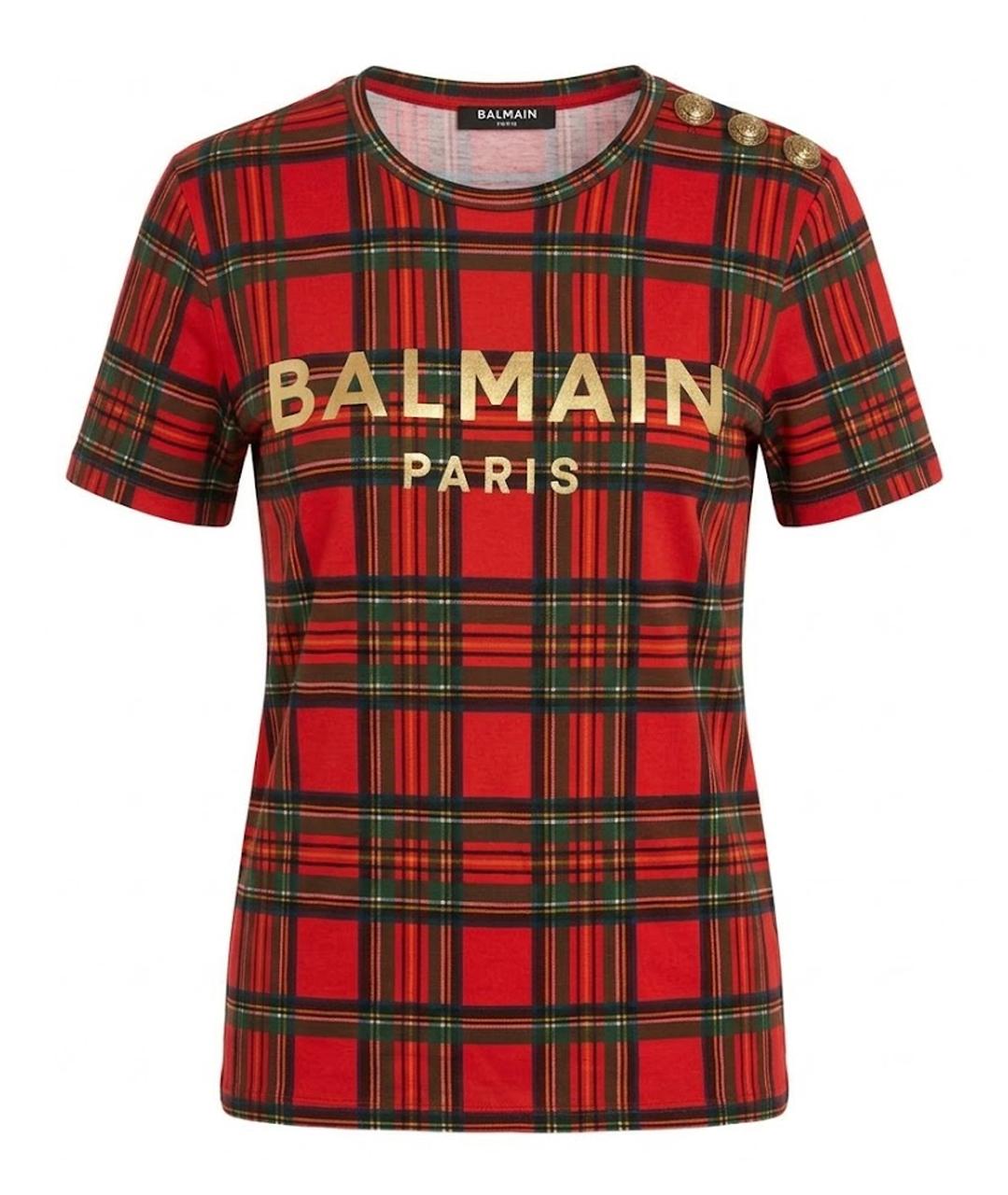 BALMAIN Красная хлопковая футболка, фото 1