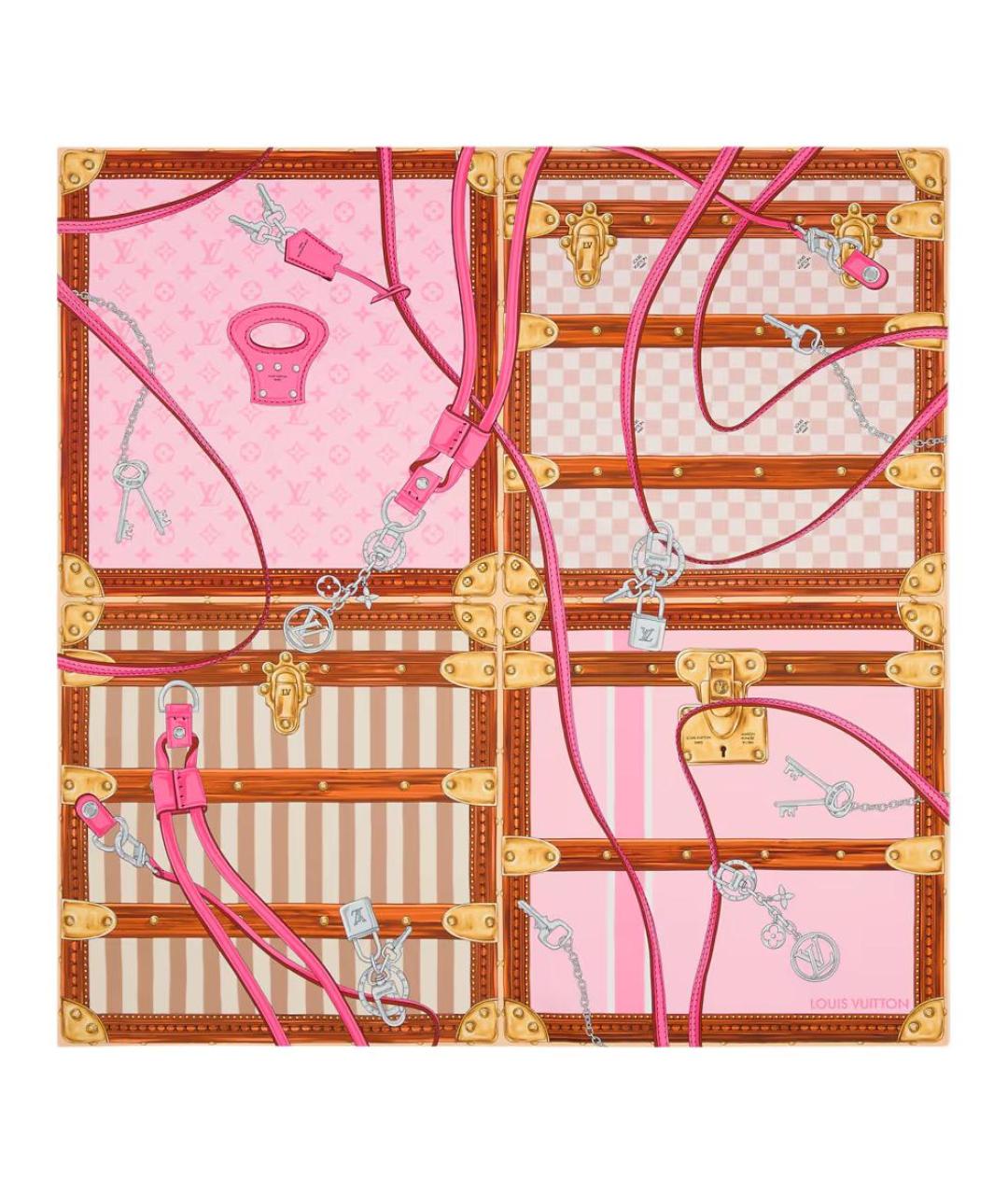 LOUIS VUITTON Розовый шелковый платок, фото 1