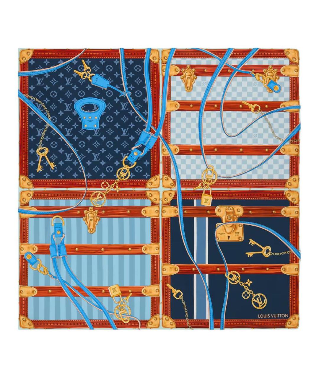 LOUIS VUITTON Синий шелковый платок, фото 1