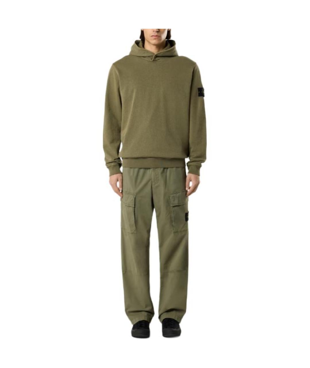 STONE ISLAND Зеленые брюки чинос, фото 3