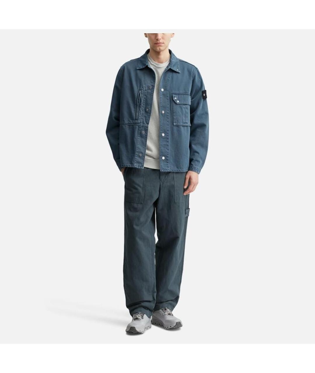 STONE ISLAND Синие прямые брюки, фото 4