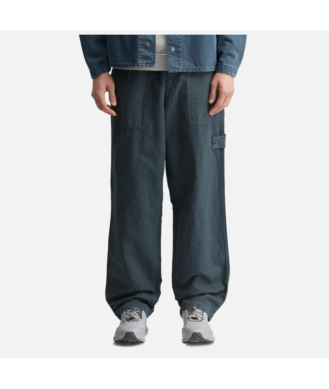 STONE ISLAND Синие прямые брюки, фото 3